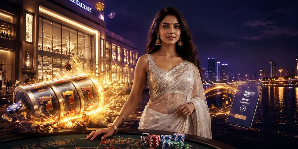 Delhi player enjoying slot game in casino wearing saree