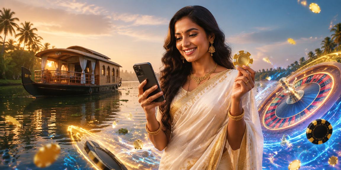 Mobile Live Casino gameplay in Kerala's scenic backwater setting
